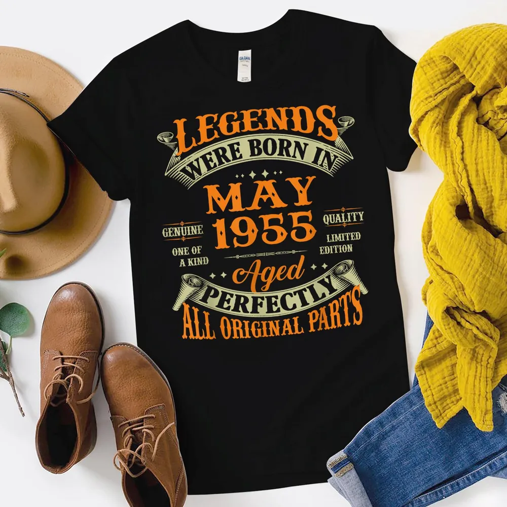 Legend Tee May Tee 1955 70th Birthday Gift 70 Years Old T-Shirt Shirt Women's Soft Style Fitted T-Shirt black s