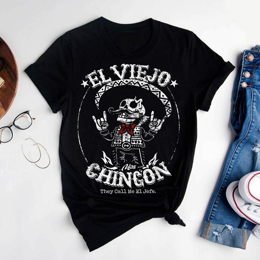 El Viejo Mas Chingon Cinco De Mayo Mexican T-Shirt Shirt Women's V-Neck T-Shirt black s