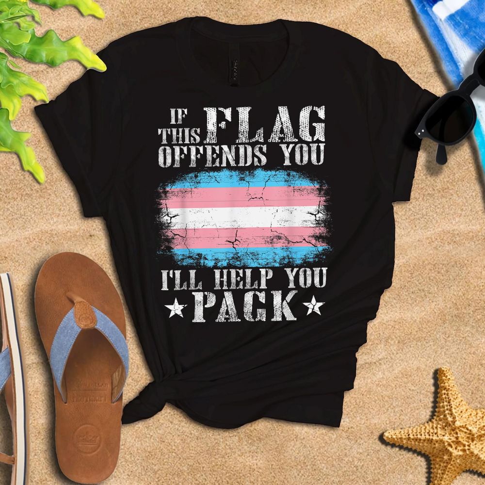 If This Flag Offends You Trans Rainbow Pride Transgender T-Shirt Shirt Unisex Standard T-Shirt black s