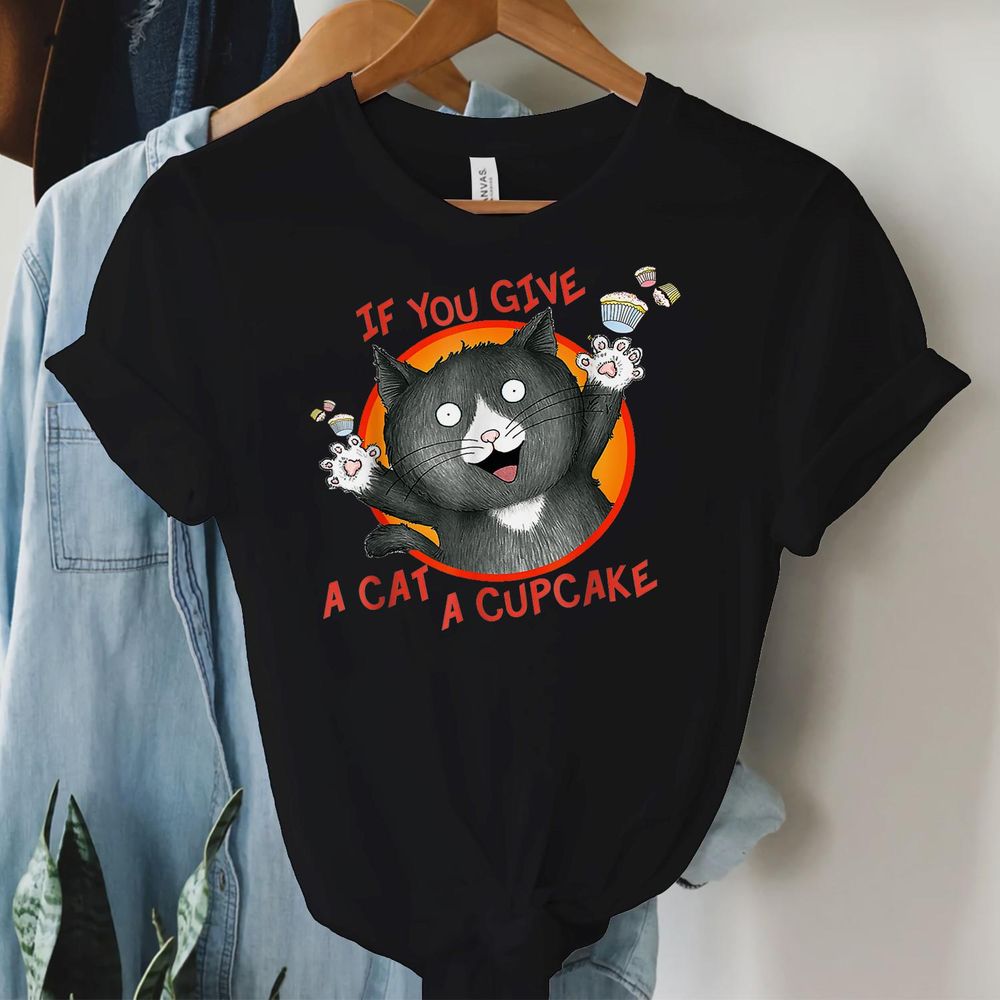 If You Give A Cat A Cupcake Shirt Shirt Men's Long Sleeved T-Shirt black s