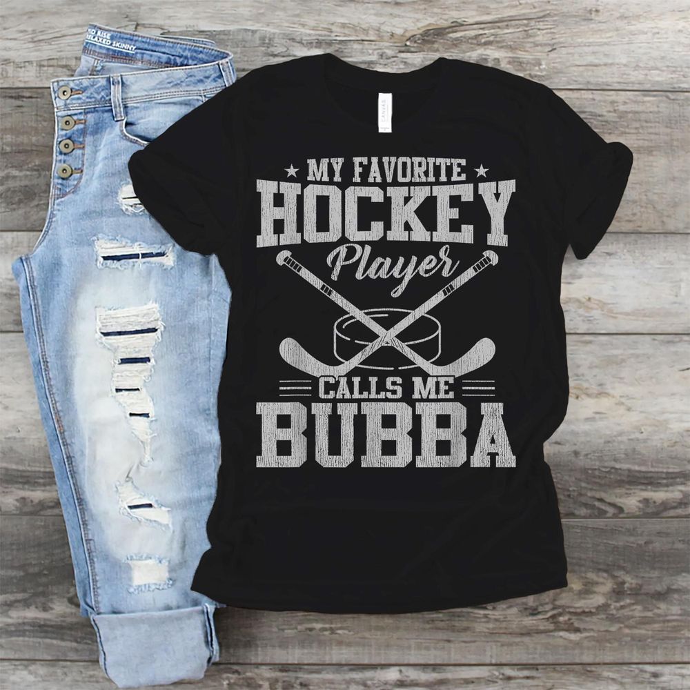My Favorite Hockey Calls Me Bubba Vintage Family Matching T-Shirt Shirt Women's Standard T-Shirt black s