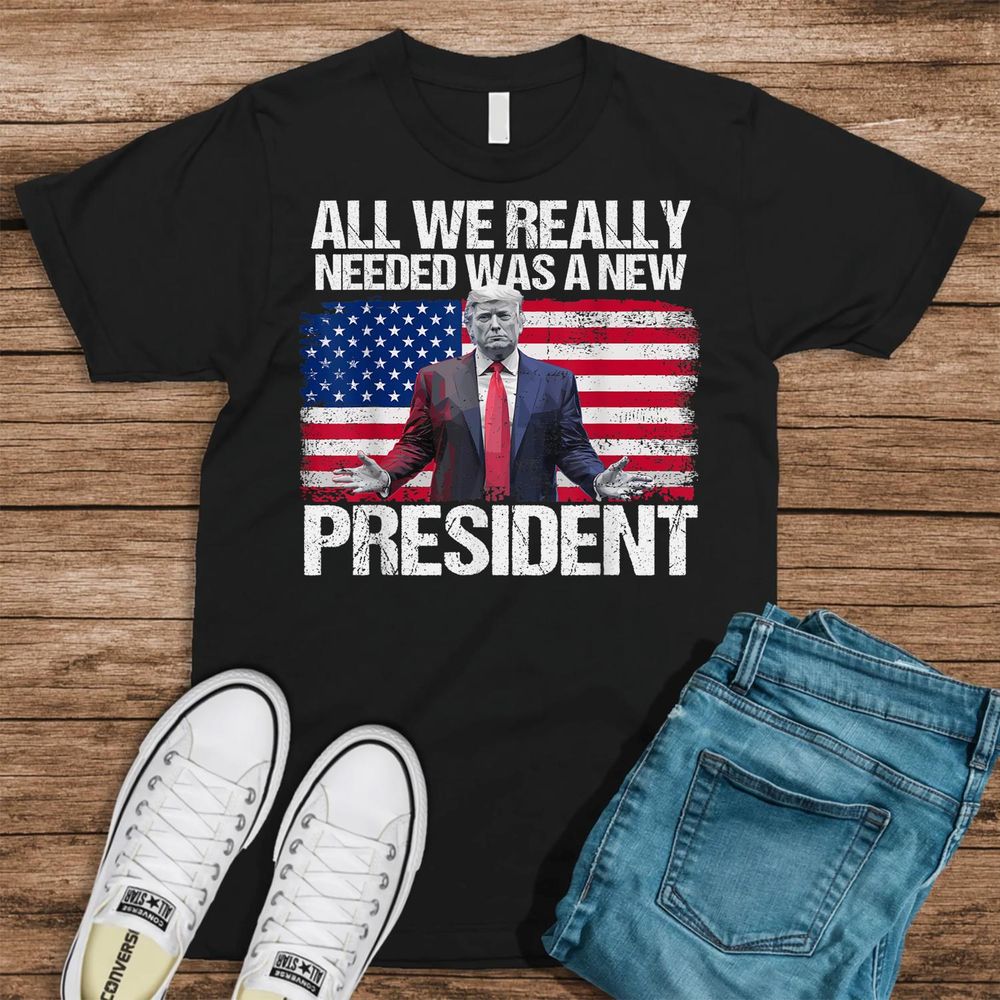 Trump All We Needed Was a New President Trump American Flag T-Shirt Shirt Women's Tank Top black s