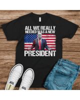 Trump All We Needed Was a New President Trump American Flag T-Shirt Shirt Women's Tank Top black s